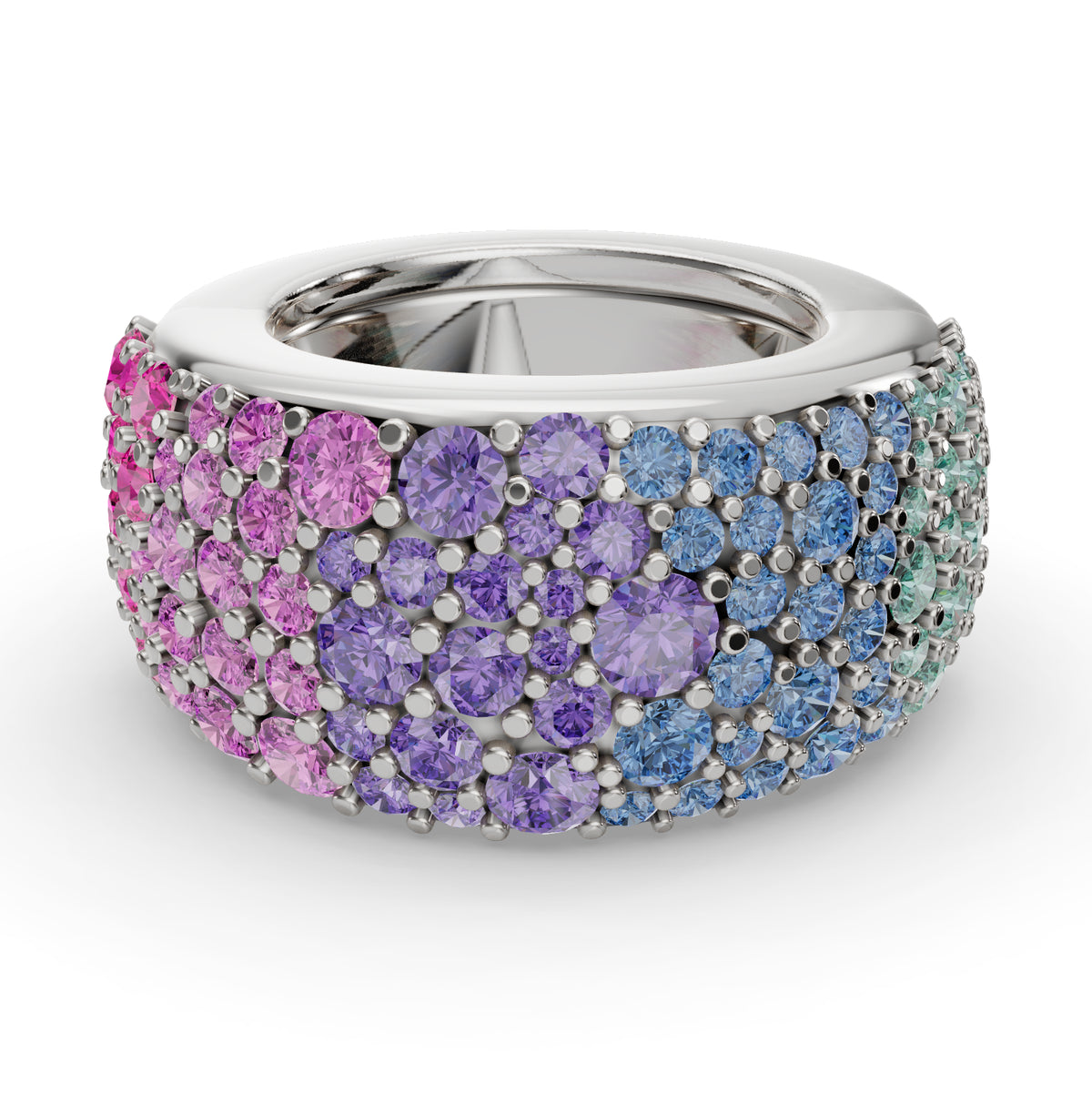 The Gemstone Cobblestone | Oura Series 3 & 4 | Ombré | White Gold | Top view