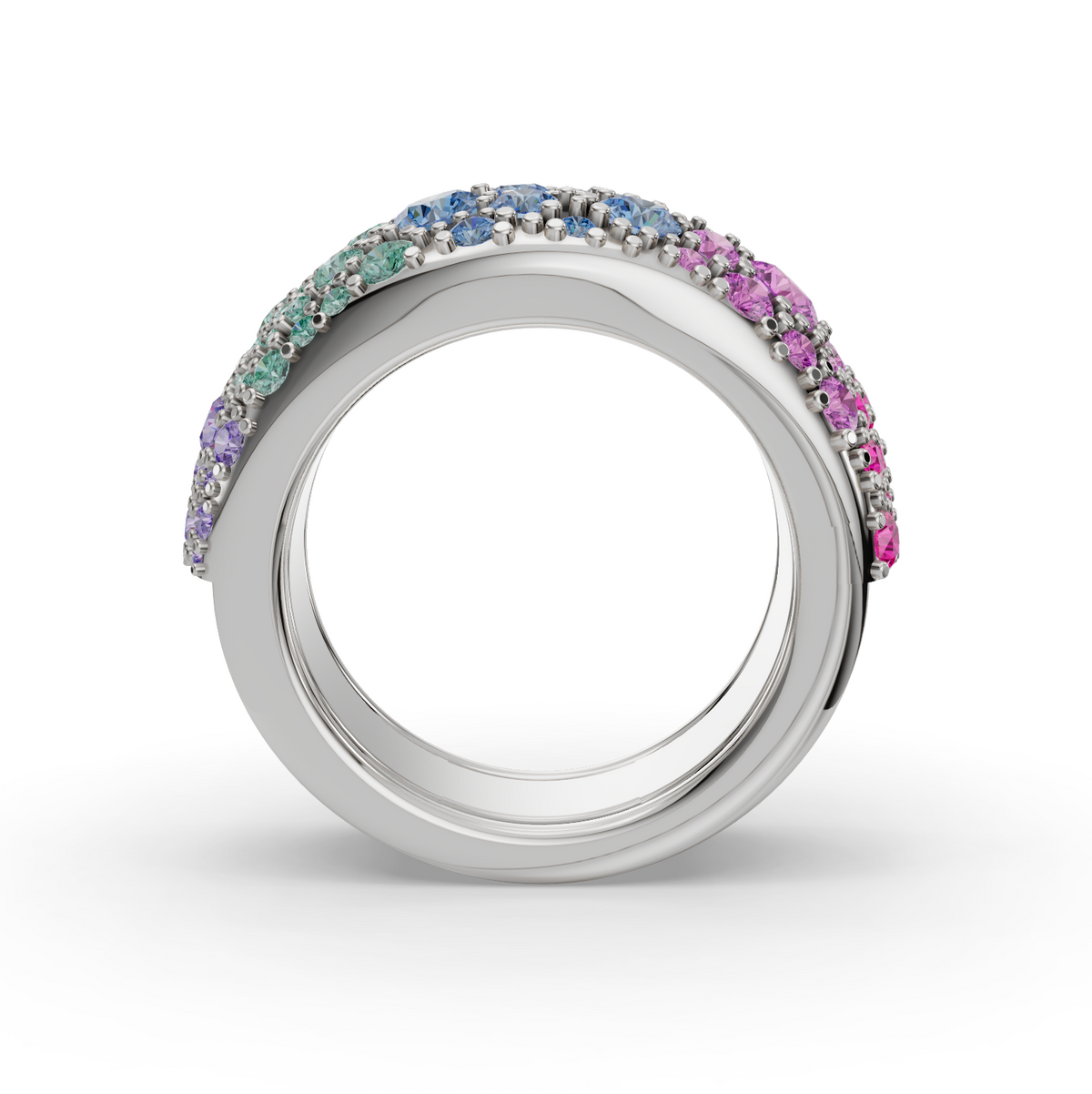The Gemstone Cobblestone | Oura Series 5 | Ombré | White Gold | Front view
