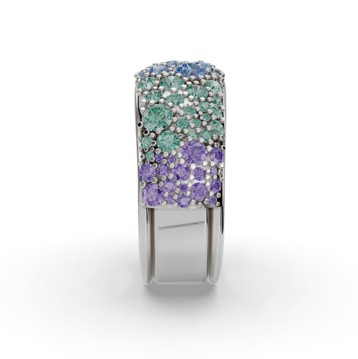 The Gemstone Cobblestone | Oura Series 5 | Ombré | White Gold | Side view