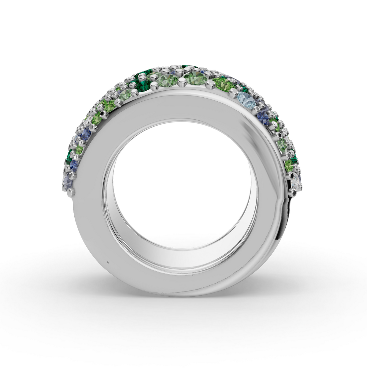 The Gemstone Cobblestone | Oura Series 5 | Oura Series 3 & 4 | Confetti | White Gold | Front view