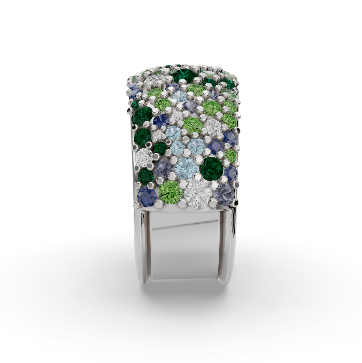 The Gemstone Cobblestone | Oura Series 5 | Oura Series 3 & 4 | Confetti | White Gold | Side view