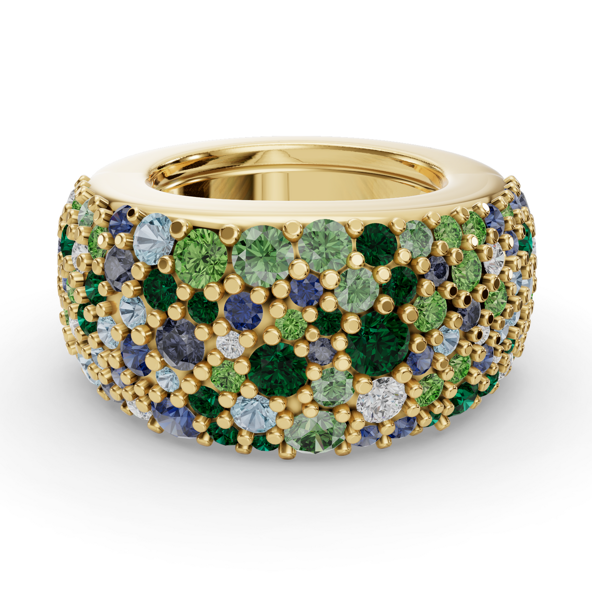 The Gemstone Cobblestone | Oura Series 5 | Oura Series 3 & 4 | Confetti | Yellow Gold | Top view