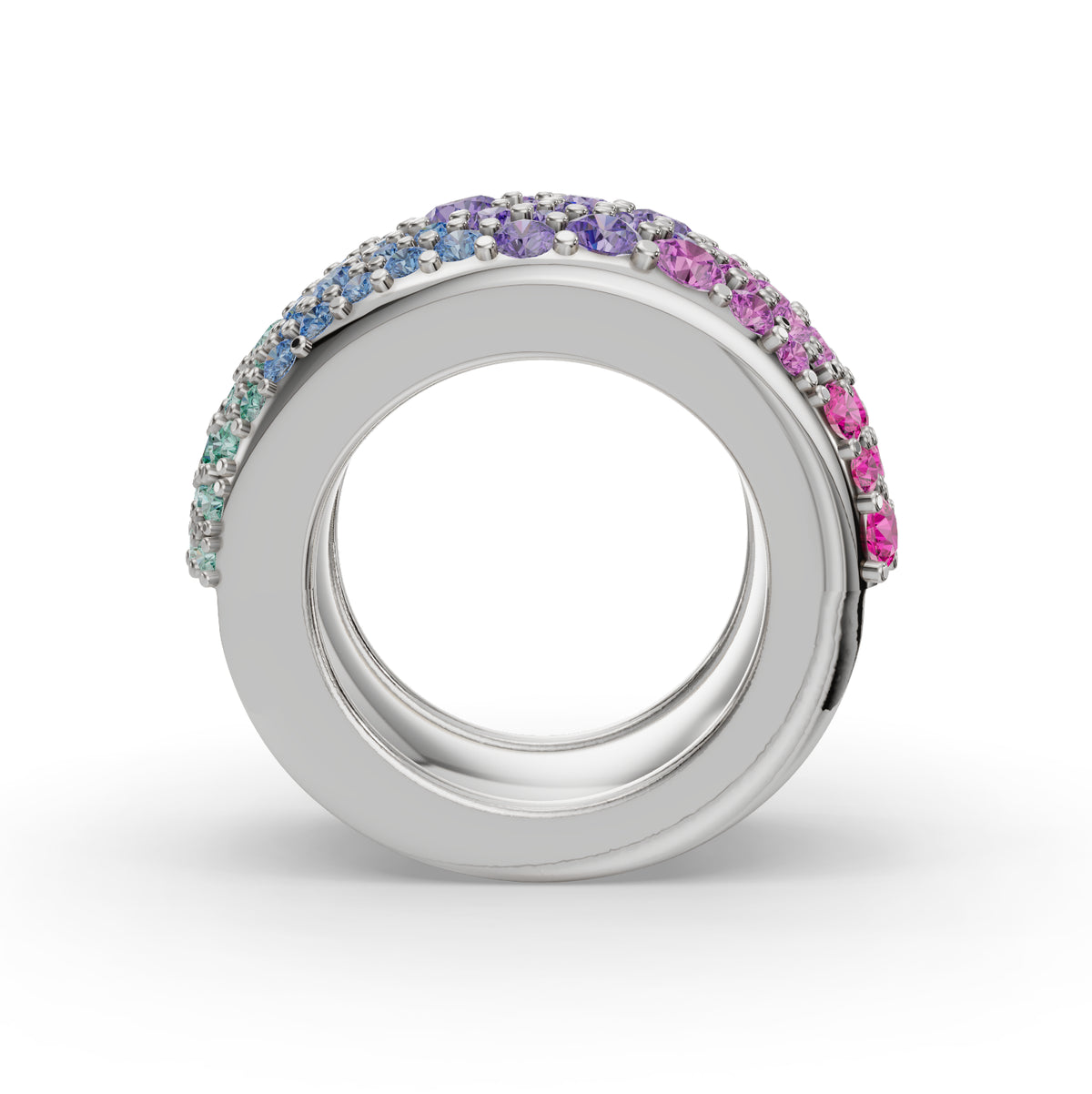 The Gemstone Cobblestone | Oura Series 3 & 4 | Ombré | White Gold | Front view