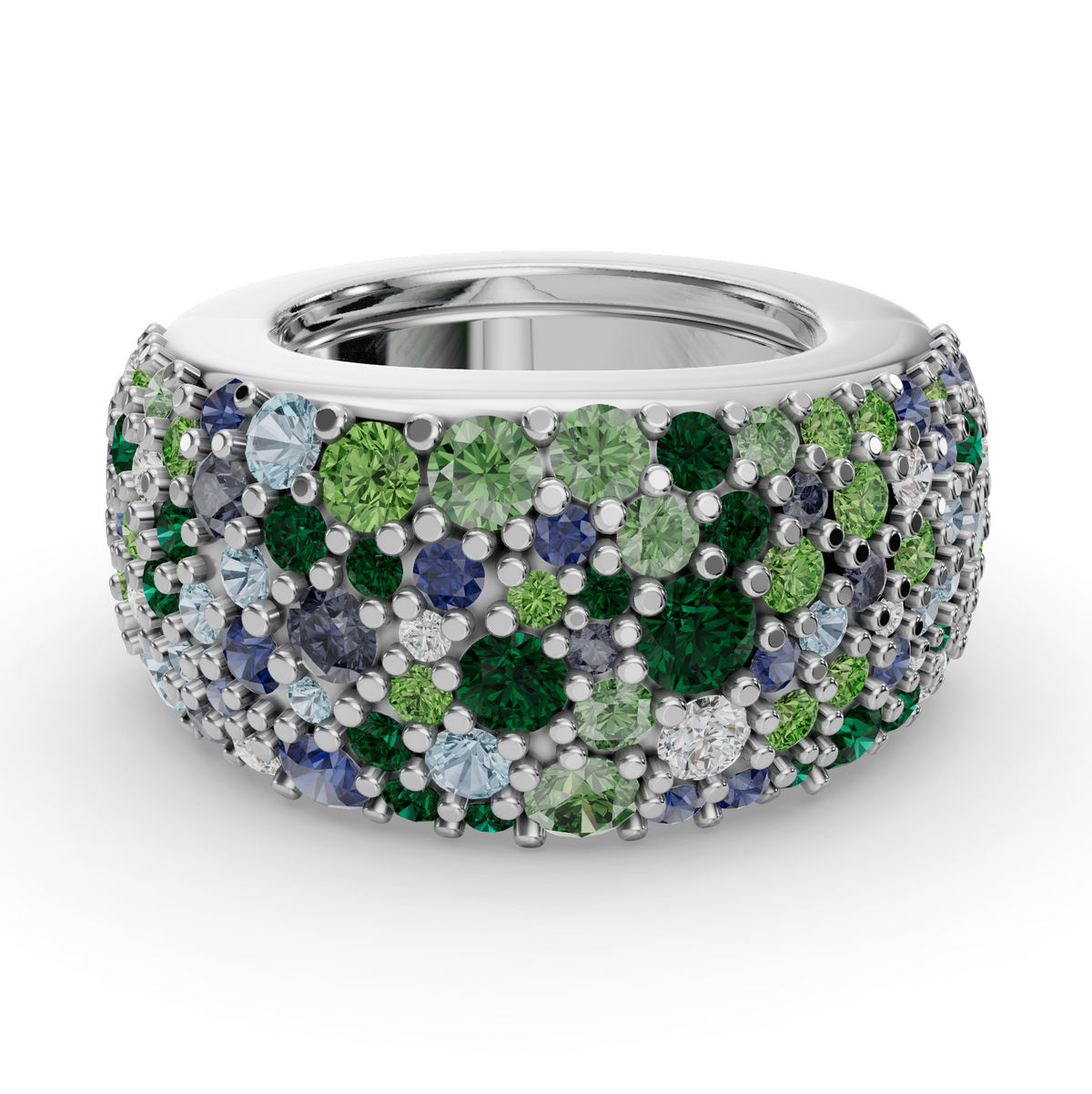 The Gemstone Cobblestone | Oura Series 5 | Oura Series 3 & 4 | Confetti | White Gold | Top view