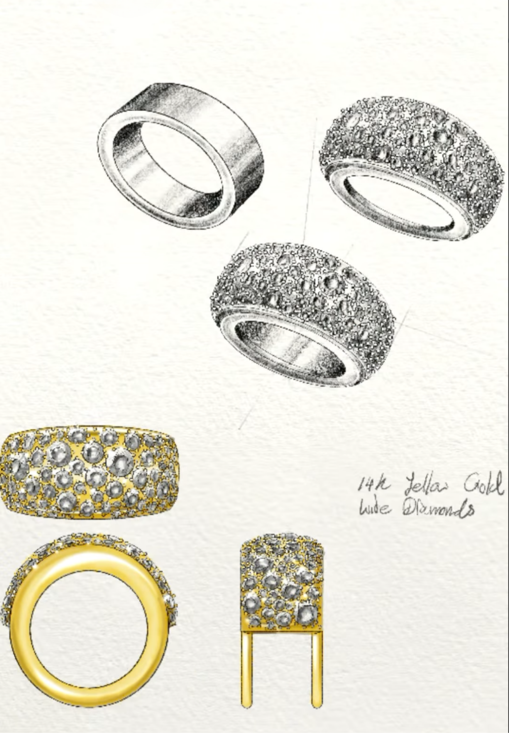 Design sketch of The Smart Cocktail Ring